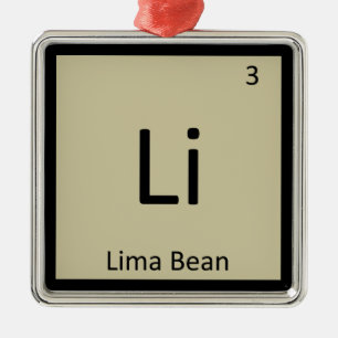 Li - Lima Bean Kemi Periodiska Systemet Symbol Julgransprydnad Metall