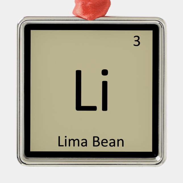 Li - Lima Bean Kemi Periodiska Systemet Symbol Julgransprydnad Metall (Framsidan)