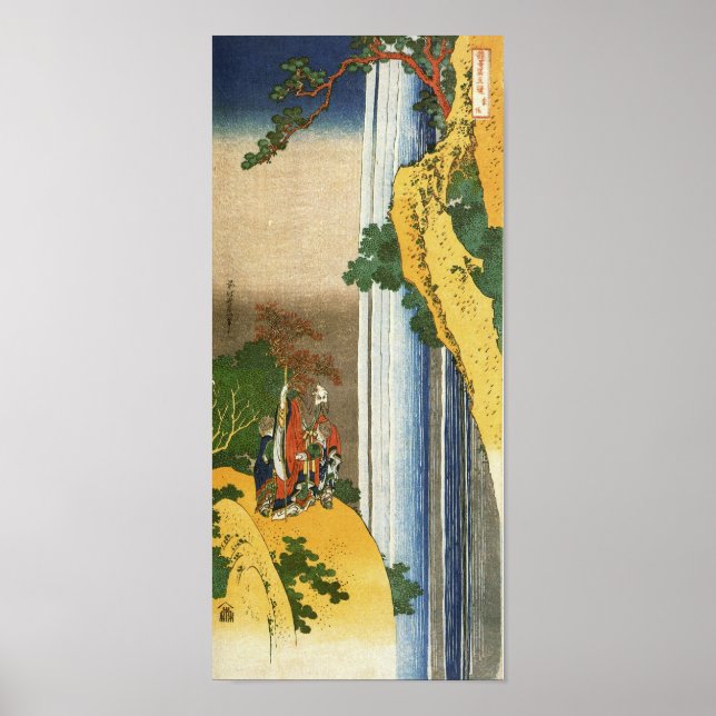 Li Po at Waterfall Lo-Shan Hokusai Fine Art Poster (Framsidan)