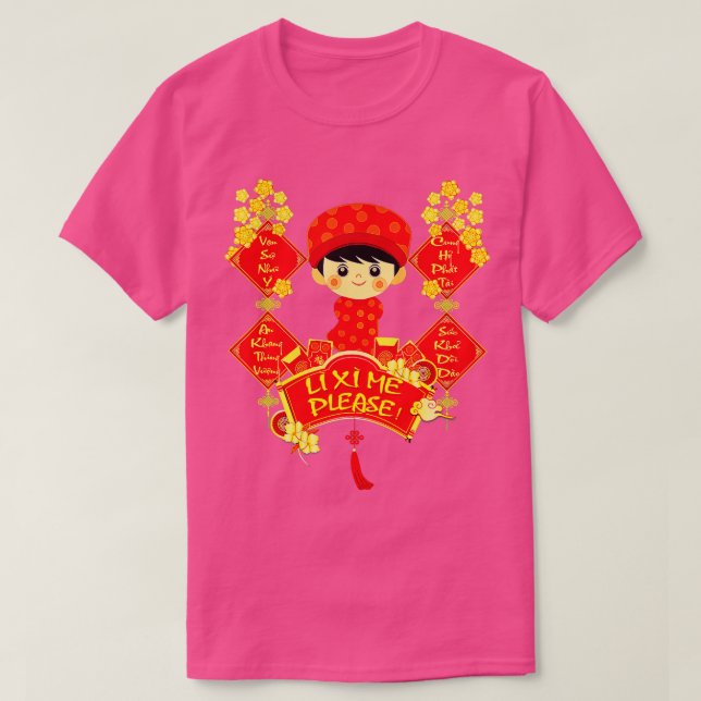 Li Xi Me Snälla vietnamesisk rödspätta Ao Dai Boy  T Shirt (Design framsida)