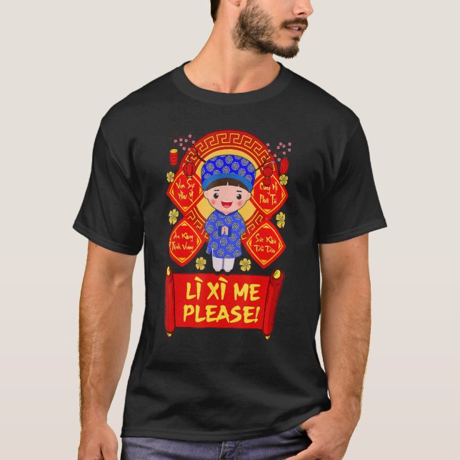 Li Xi Me, tet 2023 Cute Boys Chuc Mung N T Shirt (Framsida)