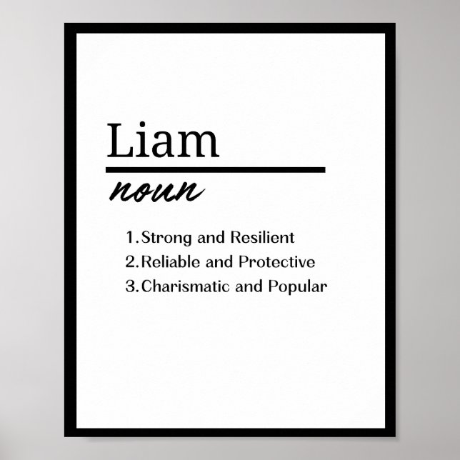 Liam, Boy Personlig Namn Definition Poster (Framsidan)
