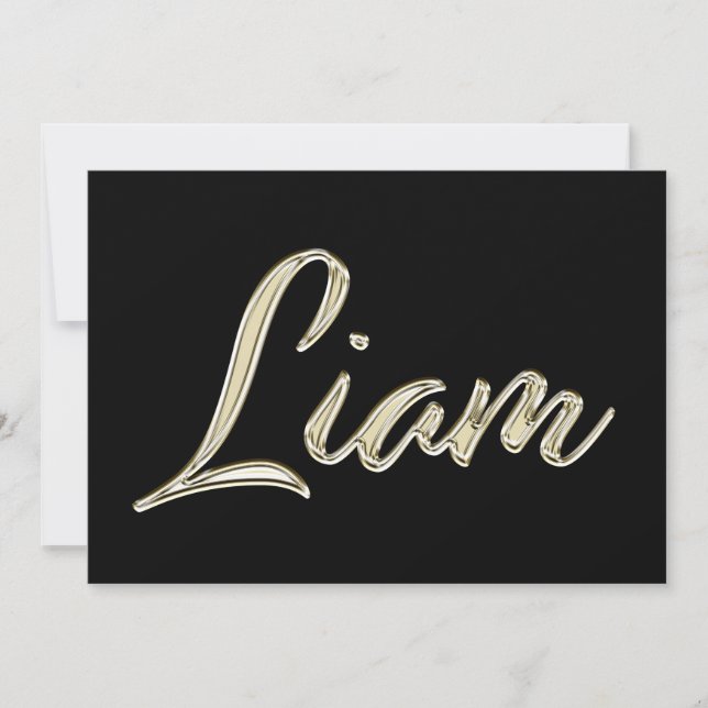 Liam Name white gold Handwriting Karte Kort (Framsida)