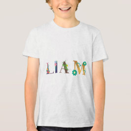 LIAM Namn Art with Flowers Embroired T Shirt