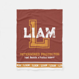 Liam namn betyder sportmonogrambrunt brons fleecefilt