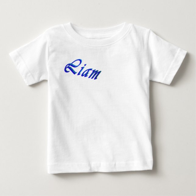 Liam, Namn,  Blå Pojk Bebis Ensits T Shirt (Framsida)