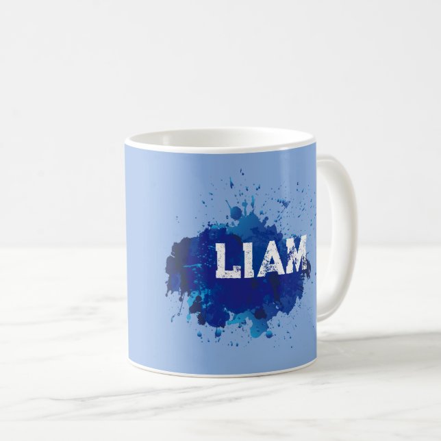 Liam namn personlig blue kaffemugg (Framsida höger)