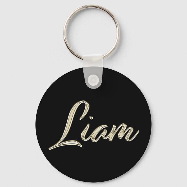 Liam Namn whitegold Button Schlüsselanhänger Nyckelring (Framsida)