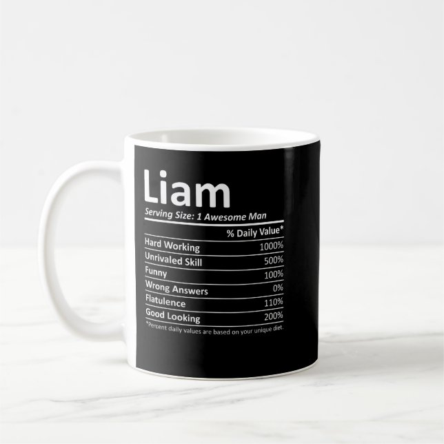 LIAM Nutrition Funny Birthday Personlig Namn Gi Kaffemugg (Vänster)