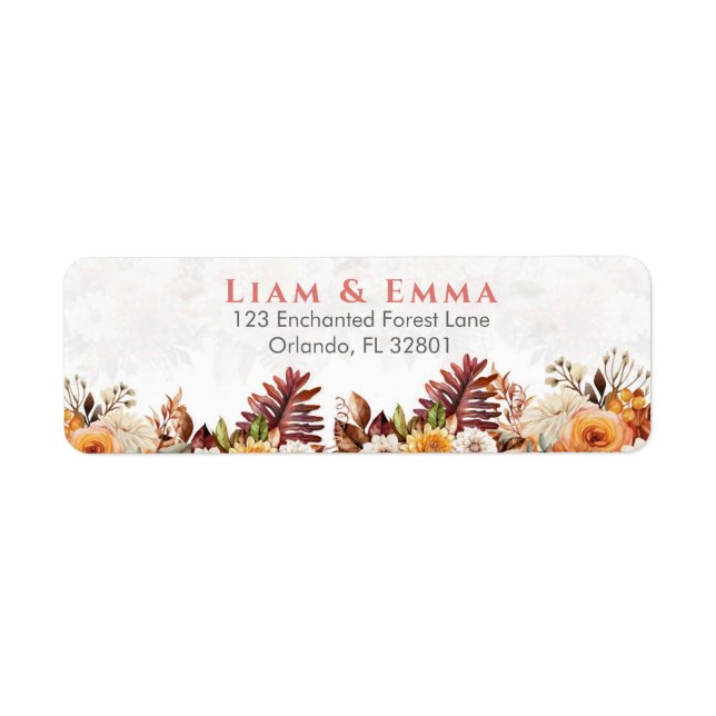 Liam och Emma saga blommig vigselpall Returadress Etikett (Framsidan)
