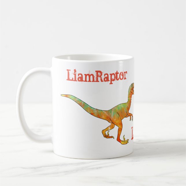 Liam Raptor Skräckinjagande Velociraptor Dinosauri Kaffemugg (Vänster)