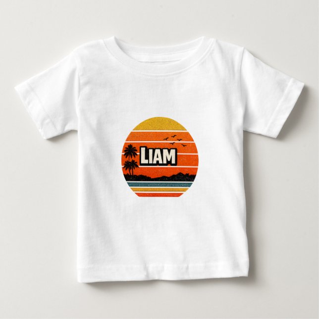 Liam Retro Personlig Namndesign T Shirt (Framsida)