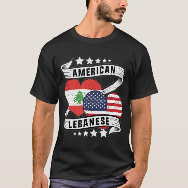 Libanesisk amerikansk flagga t shirt (Framsida)