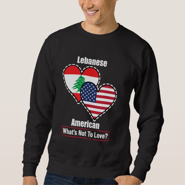 Libanesisk amerikansk Heart Flaggor Vad är inte fö Lång Ärmad Tröja (Framsida)