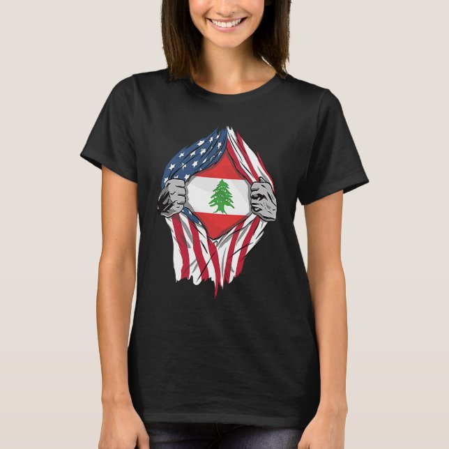 Libanesisk Blood Inside Me Libanon Flagga T Shirt (Framsida)