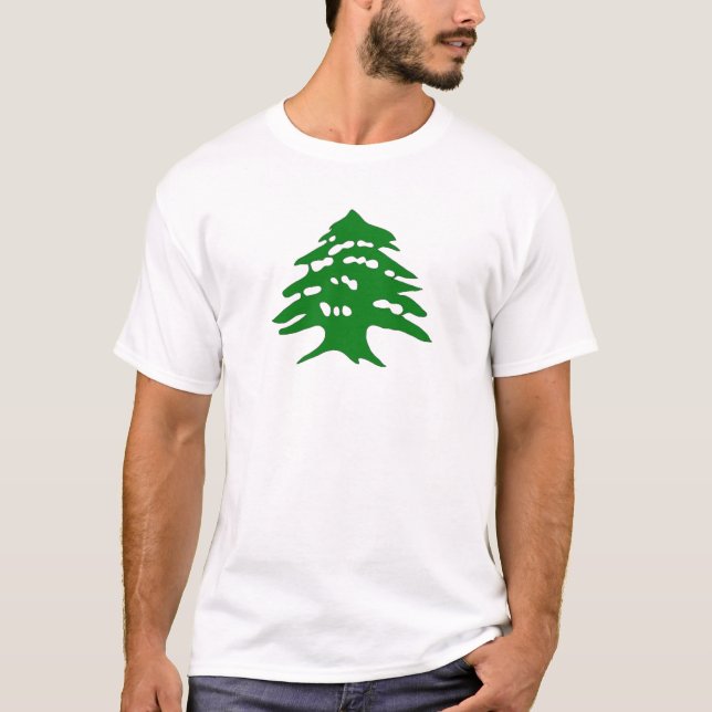 Libanesisk grönt cedar arz logotyp t shirt (Framsida)