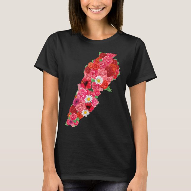 Libanesiska Flagga Flower Karta Beirut Lobnan Liba T Shirt (Framsida)