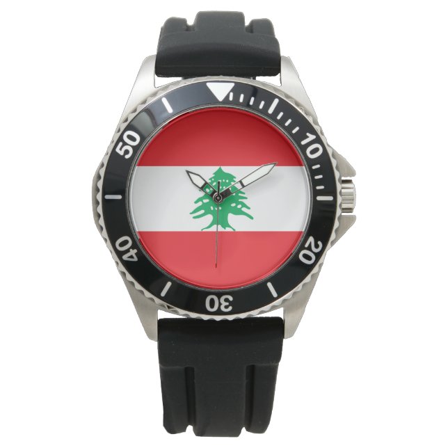 Libanesiska Flagga (Libanon Flagga) Armbandsur (Framsida)