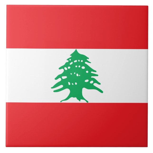 Libanesiska Flagga (Libanon Flagga) Kakelplatta (Framsidan)