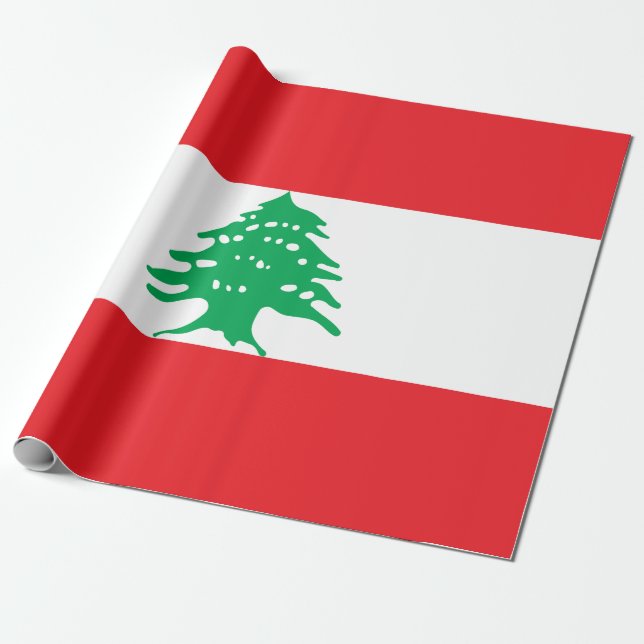 Libanesiska Flagga (Libanon Flagga) Presentpapper (Utrullad)