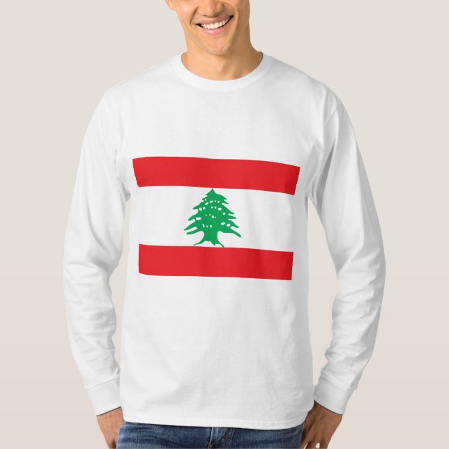Libanesiska Flagga (Libanon Flagga) T Shirt (Framsida)