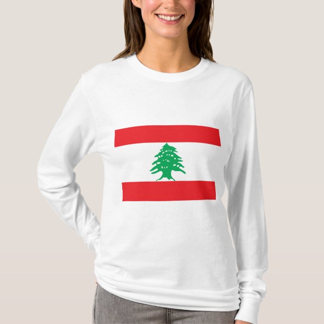 Libanesiska Flagga (Libanon Flagga) T Shirt (Framsida)
