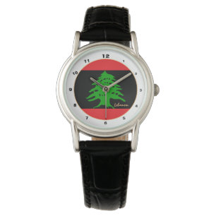 Libanesiska Flagga och Libanon BLK trendig mode / Armbandsur