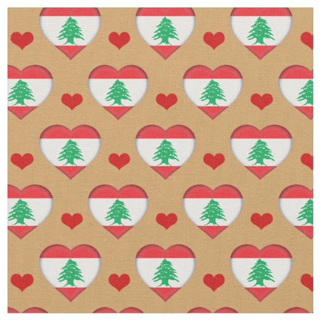 Libanesiska Flagga & Red Heart mode Fabric/Libanon Tyg (Närbild)