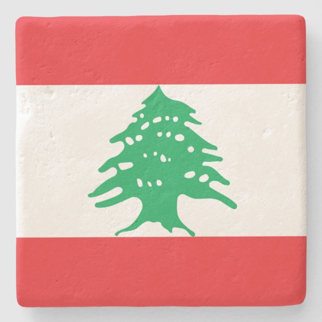 Libanesiska flaggan (Libanon flagga) Stenunderlägg (Framsidan)