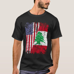 Libanesiska rötter Halvamerikanska Flagga Libanon T Shirt