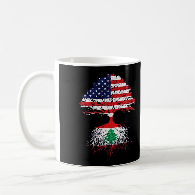 Libanesiska USA:s Flagga Roots Invandrare Naturali Kaffemugg (Vänster)