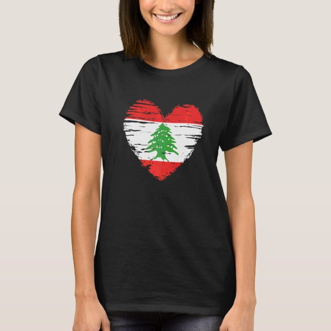 Libanesiskt libanesiskt Flagga Pride T Shirt (Framsida)