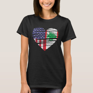Libanon Amerikansk Odlad Hjärtat USA Patriot Arv T Shirt