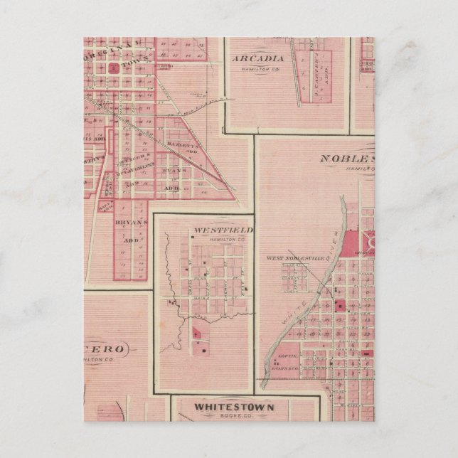 Libanon, Boone Co. med Arcadia, Zionsville Vykort (Framsida)