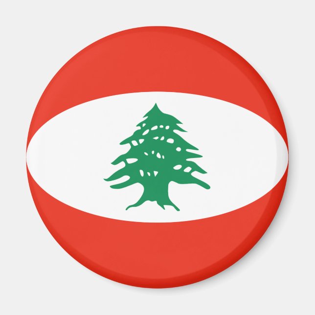 Libanon Fisheye Flagga Magnet (Framsidan)