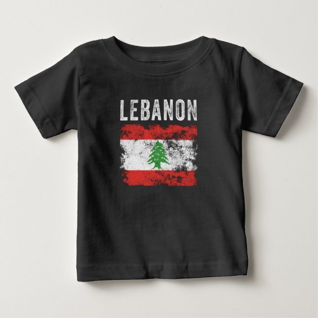 Libanon Flagga Disted - Libanons Flagga T Shirt (Framsida)