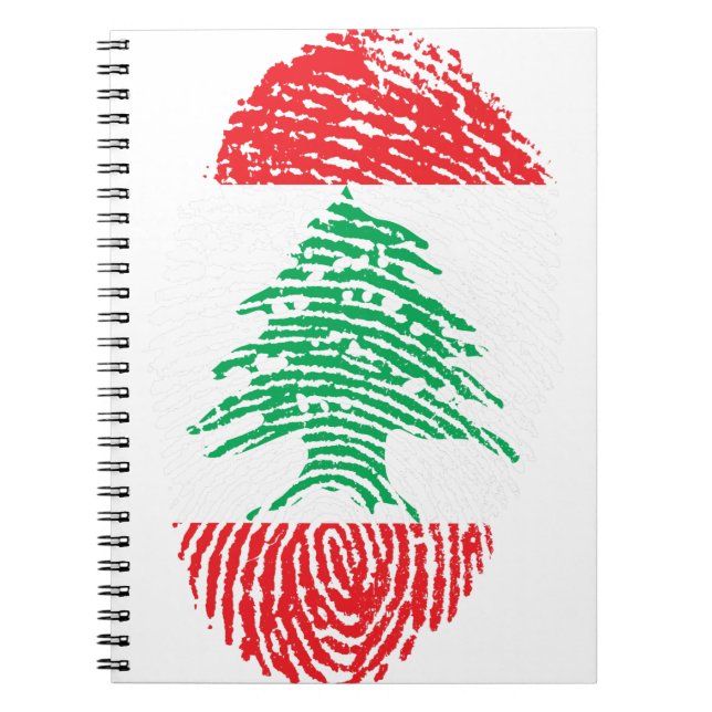 Libanon Flagga Fingerprint Land Pride Anteckningsbok (Framsidan)