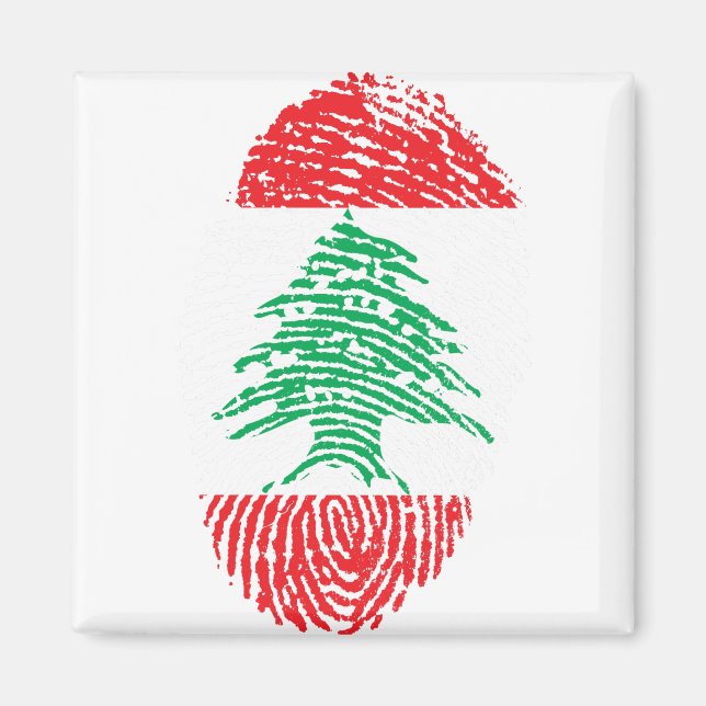 Libanon Flagga Fingerprint Land Pride Magnet (Framsidan)