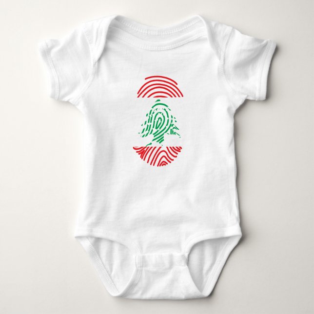 Libanon Flagga Fingerprint T Shirt (Framsida)