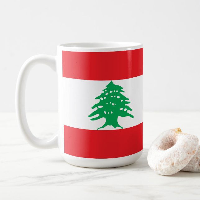 Libanon flagga kaffemugg (Med munk)