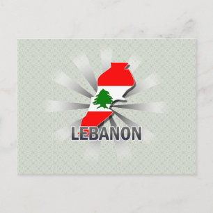 Libanon Flagga Karta 2.0 Vykort