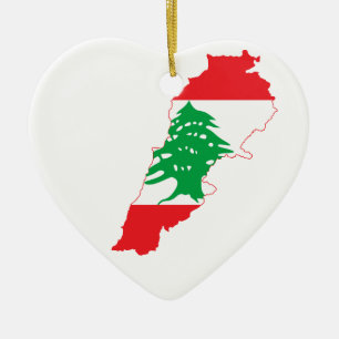 Libanon Flagga Karta Julgransprydnad Keramik