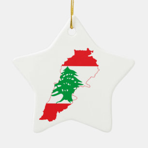 Libanon Flagga Karta Julgransprydnad Keramik