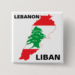 Libanon Flagga Karta Knapp