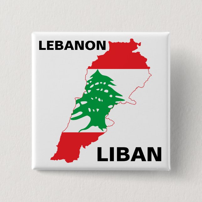 Libanon Flagga Karta Knapp (Framsida)
