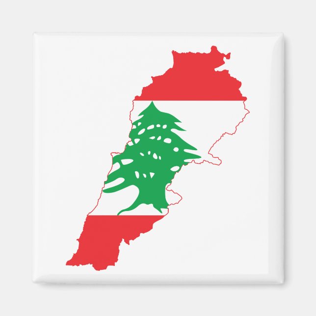 Libanon Flagga Karta Magnet (Framsidan)