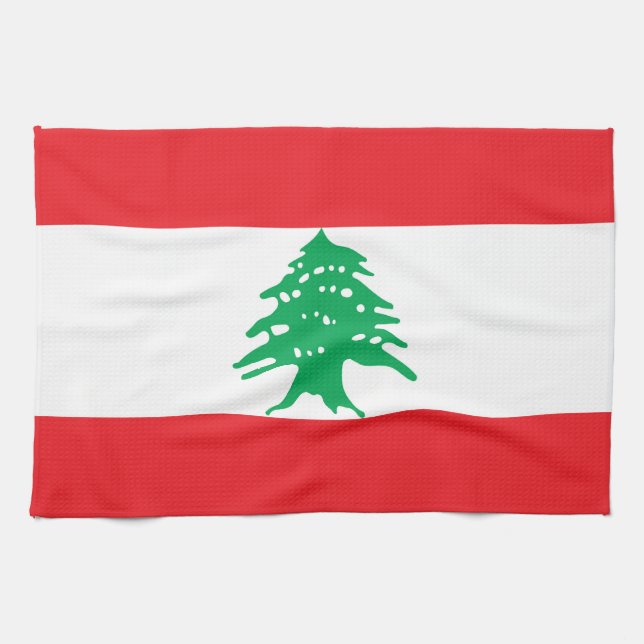 Libanon flagga kökshandduk (Horisontell)