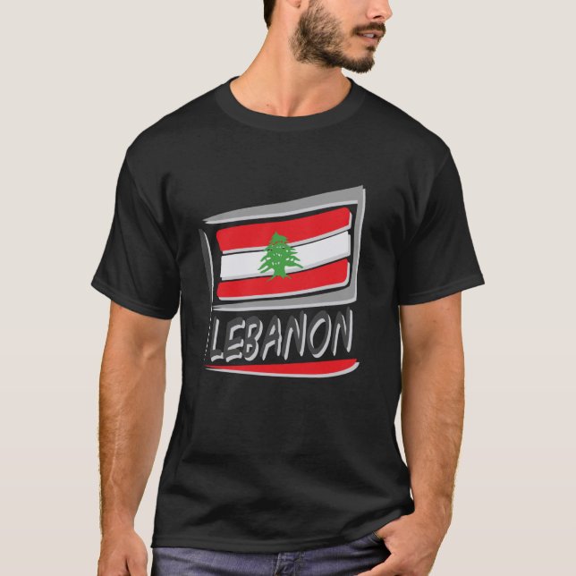 Libanon Flagga Libanon Heart Libanons T Shirt (Framsida)