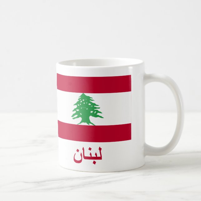 Libanon flagga med namn i arabiska kaffemugg (Höger)