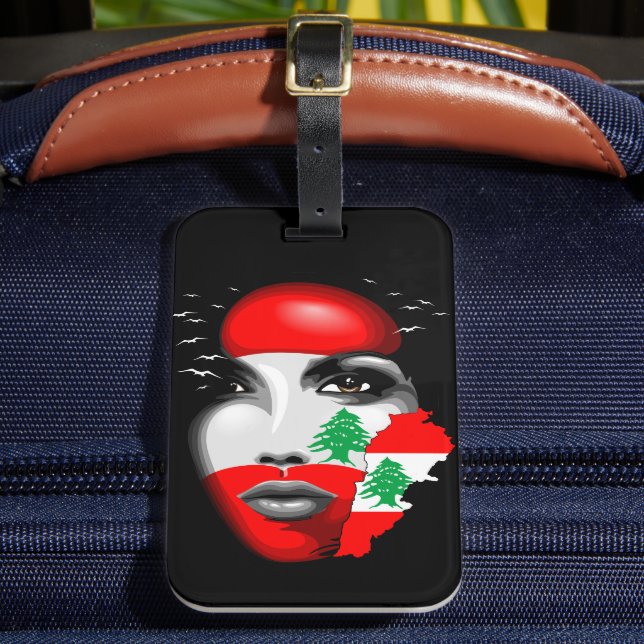 Libanon Flagga och Karta om flickans ansikte Bagagebricka (Framsida Insitu 2)